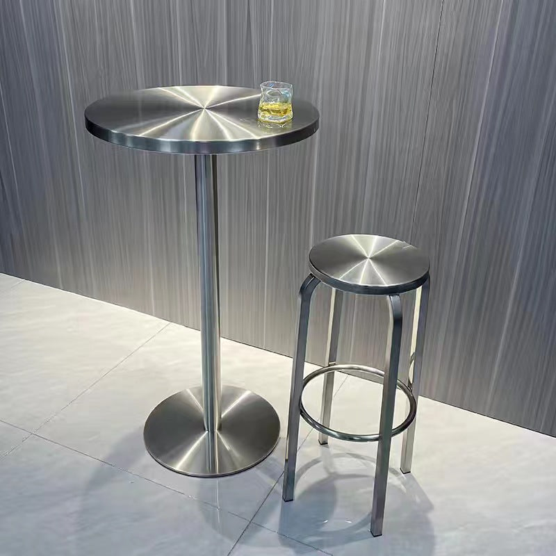 Industrial Steel Round Coffee Table and Stool Set