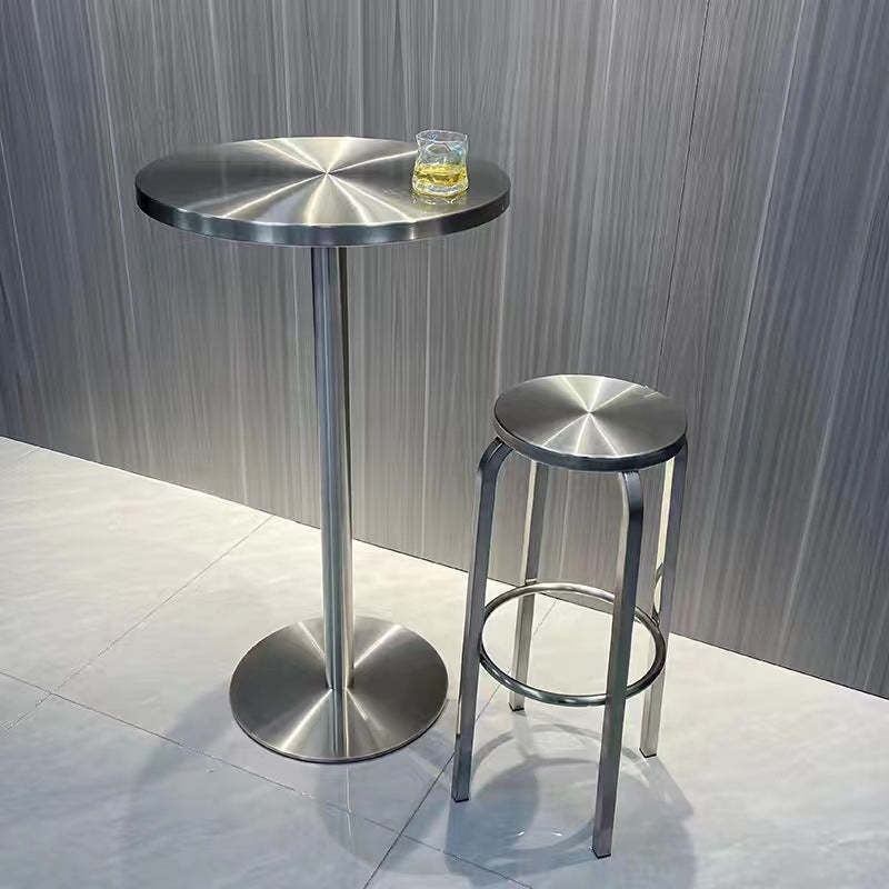 Industrial Steel Round Coffee Table and Stool Set