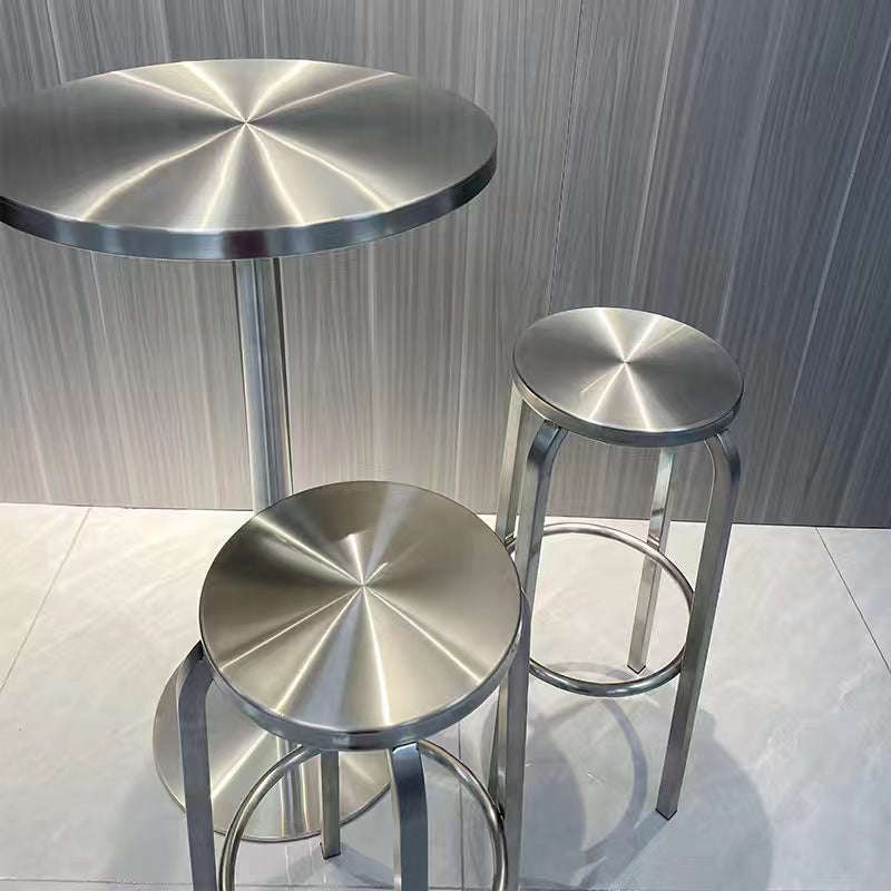 Industrial Steel Round Coffee Table and Stool Set — Large Table