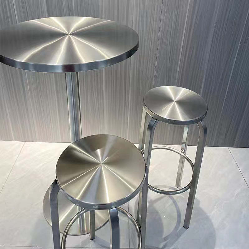 Chrome contemporary set round coffee tables — Large Table