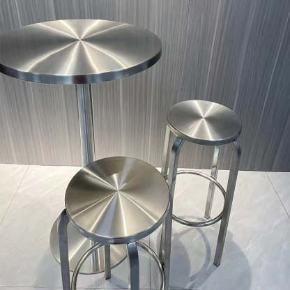 Industrial Steel Round Coffee Table and Stool Set — Large Table