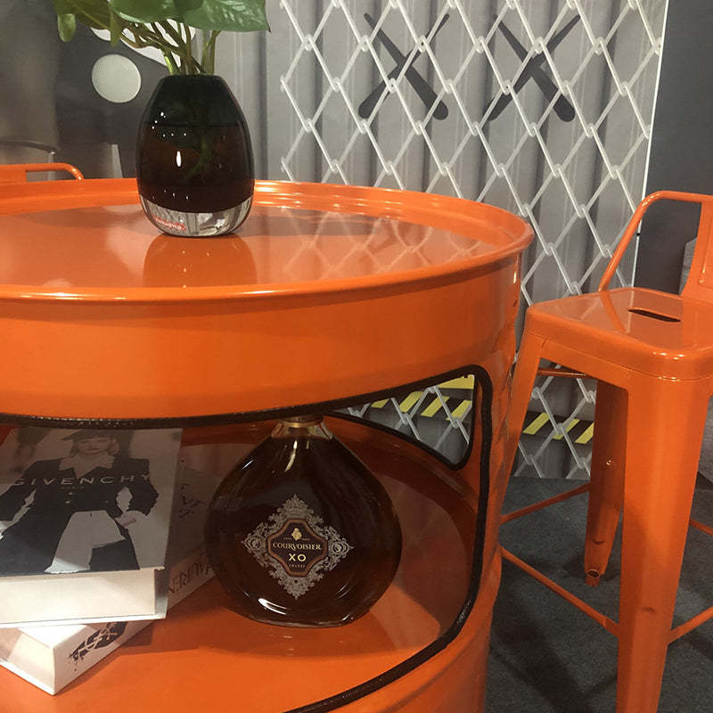 Contemporary Industrial Iron Drum-Shaped Round Cafe Table & Stool Set With Storage & 2/4 Seats For Living Room & Kitchen°