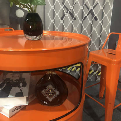 Contemporary Industrial Iron Drum-Shaped Round Cafe Table & Stool Set With Storage & 2/4 Seats For Living Room & Kitchen°