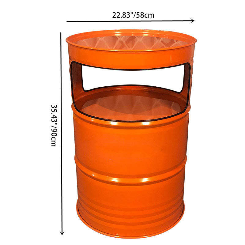 Contemporary Industrial Iron Drum-Shaped Round Cafe Table & Stool Set With Storage & 2/4 Seats For Living Room & Kitchen°