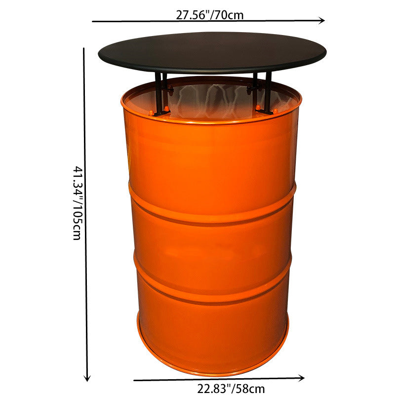 Contemporary Industrial Iron Drum-Shaped Round Cafe Table & Stool Set With Storage & 2/4 Seats For Living Room & Kitchen°