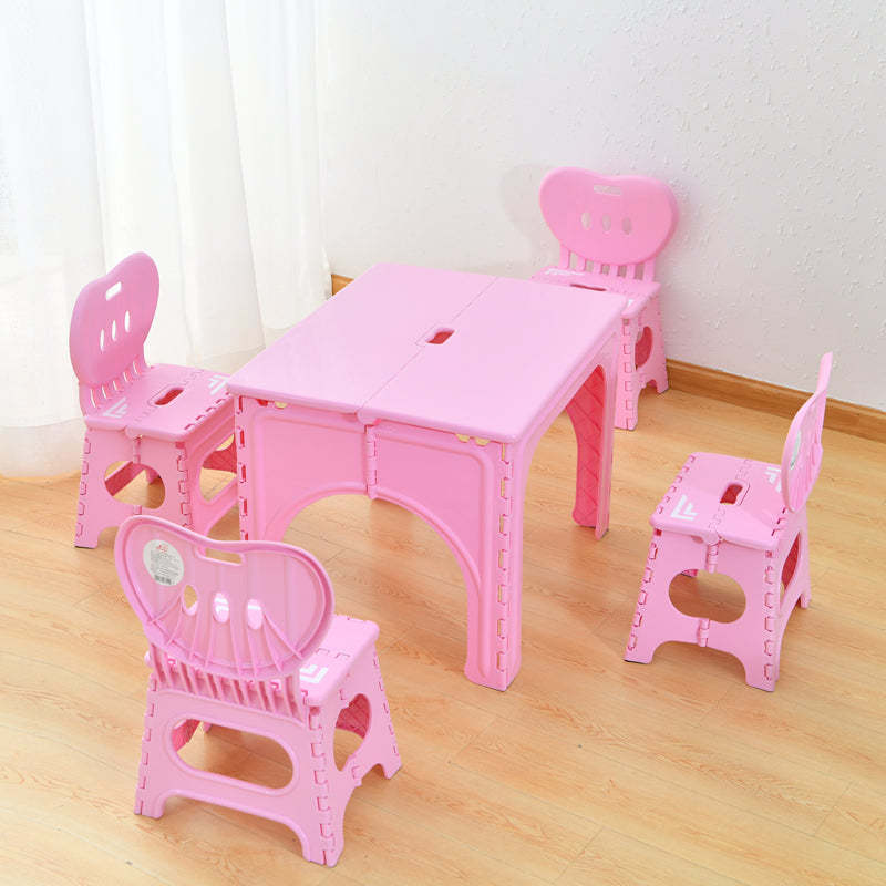 Green minimalist home kids desks — 1 Table & 4 Chairs B / Pink