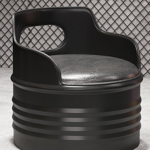 Industrial Drum Iron Leather Coffee Table Set