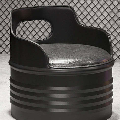Industrial Drum Iron Leather Coffee Table Set