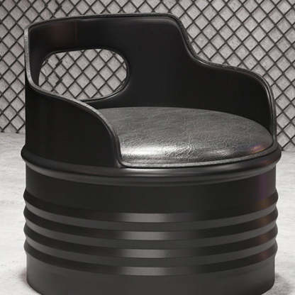 Industrial Drum Iron Leather Coffee Table Set