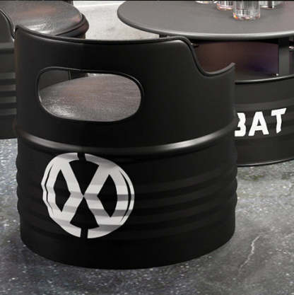 Industrial Drum Iron Leather Coffee Table Set