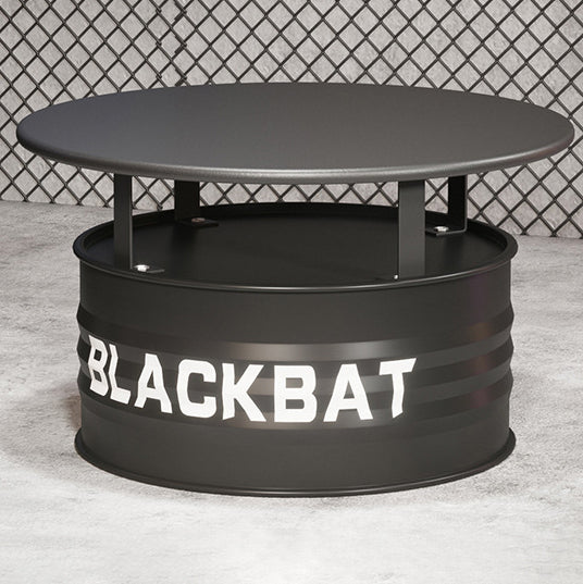 Industrial Drum Iron Leather Coffee Table Set