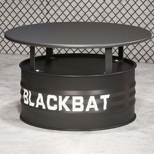 Industrial Drum Iron Leather Coffee Table Set