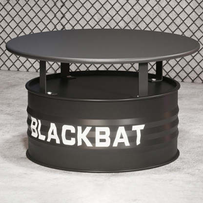 Industrial Drum Iron Leather Coffee Table Set