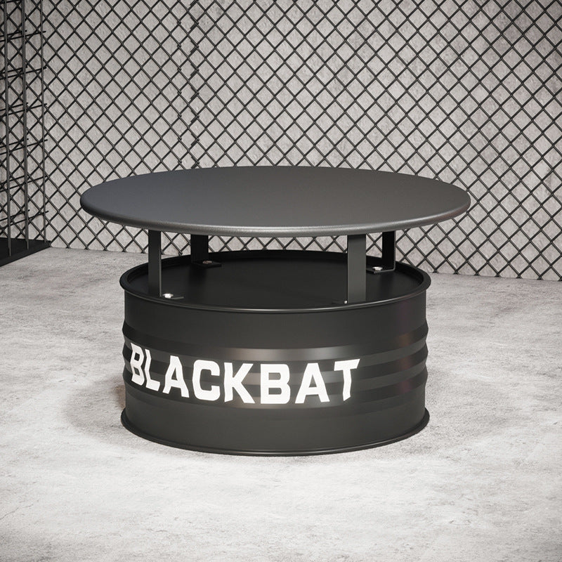 Industrial Drum Iron Leather Coffee Table Set