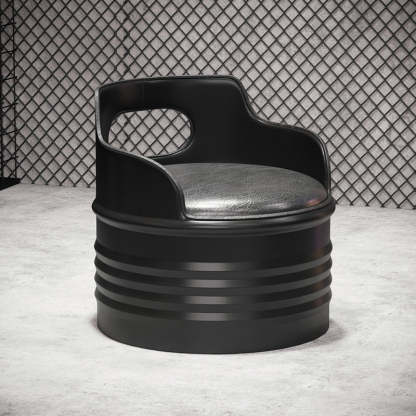 Industrial Drum Iron Leather Coffee Table Set