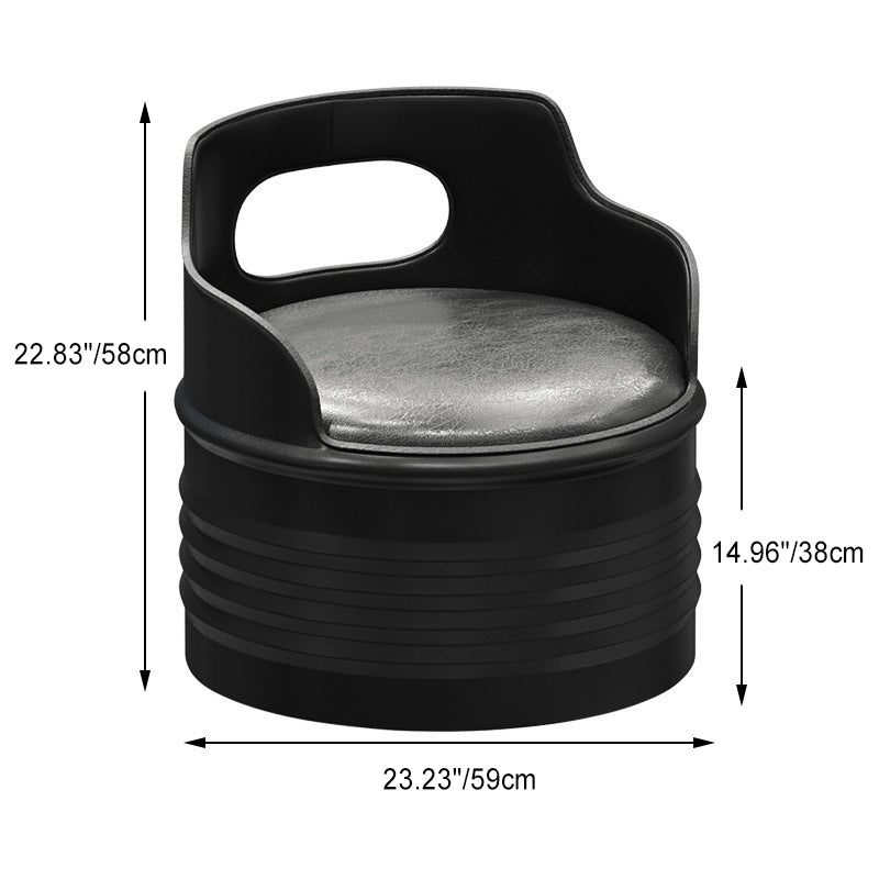 Industrial Drum Iron Leather Coffee Table Set
