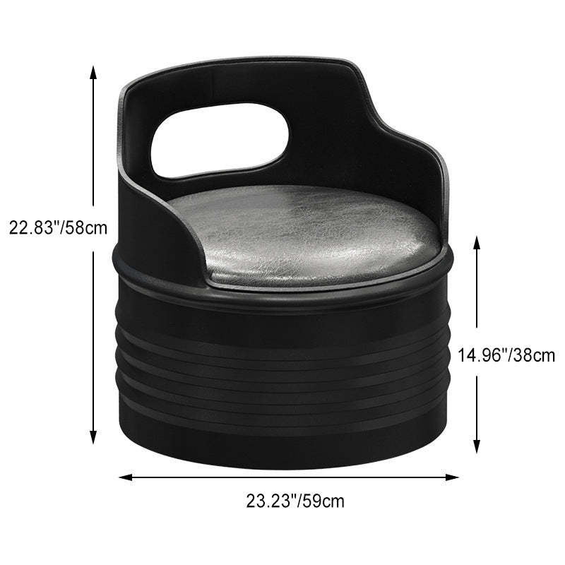 Industrial Drum Iron Leather Coffee Table Set