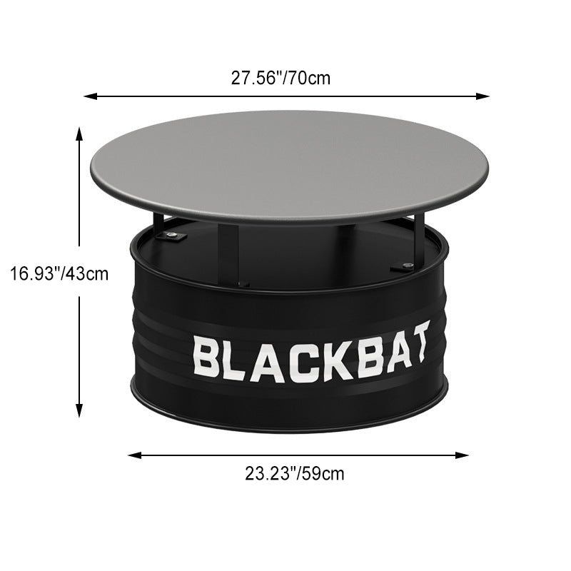 Industrial Drum Iron Leather Coffee Table Set