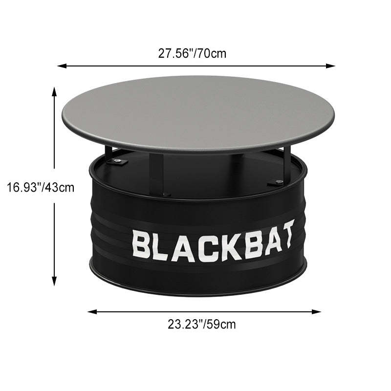 Industrial Drum Iron Leather Coffee Table Set