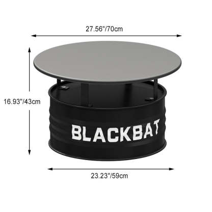 Industrial Drum Iron Leather Coffee Table Set
