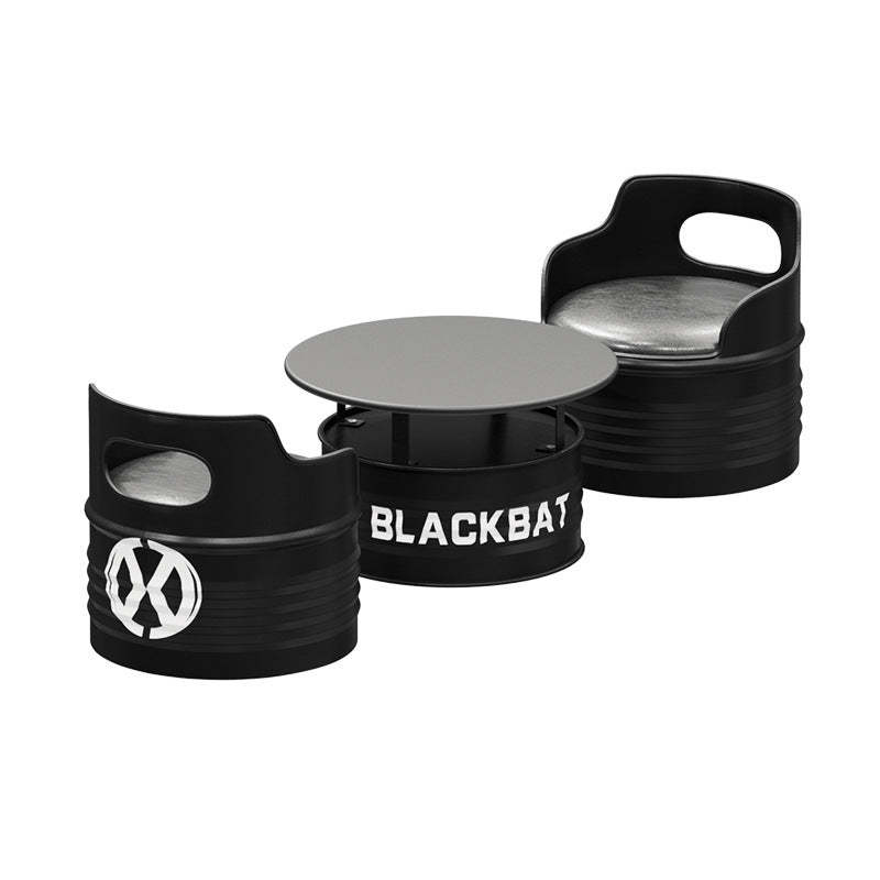 Industrial Drum Iron Leather Coffee Table Set