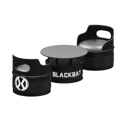 Industrial Drum Iron Leather Coffee Table Set