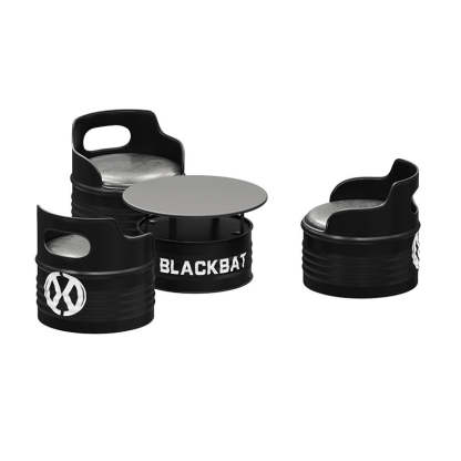 Industrial Drum Iron Leather Coffee Table Set