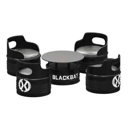 Industrial Drum Iron Leather Coffee Table Set