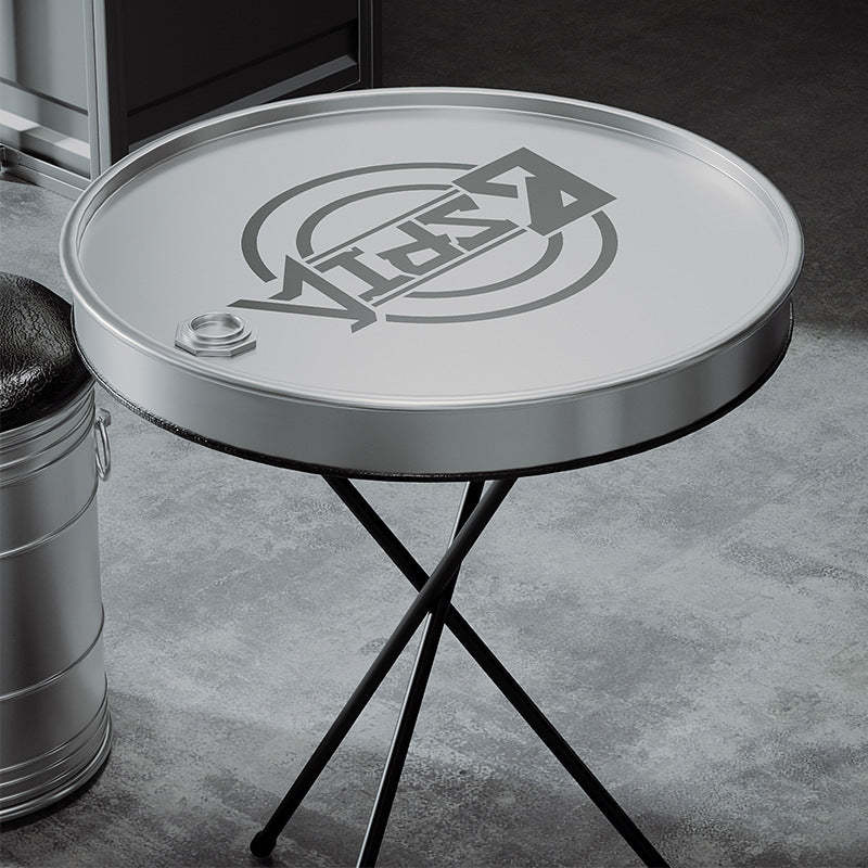 Contemporary drum coffee tables in leather — Table Only