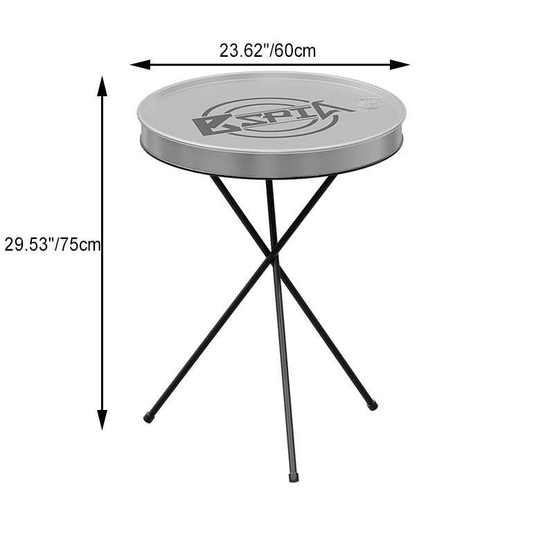 Industrial Iron Leather Drum Coffee Table
