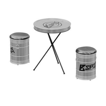 Industrial Iron Leather Drum Coffee Table