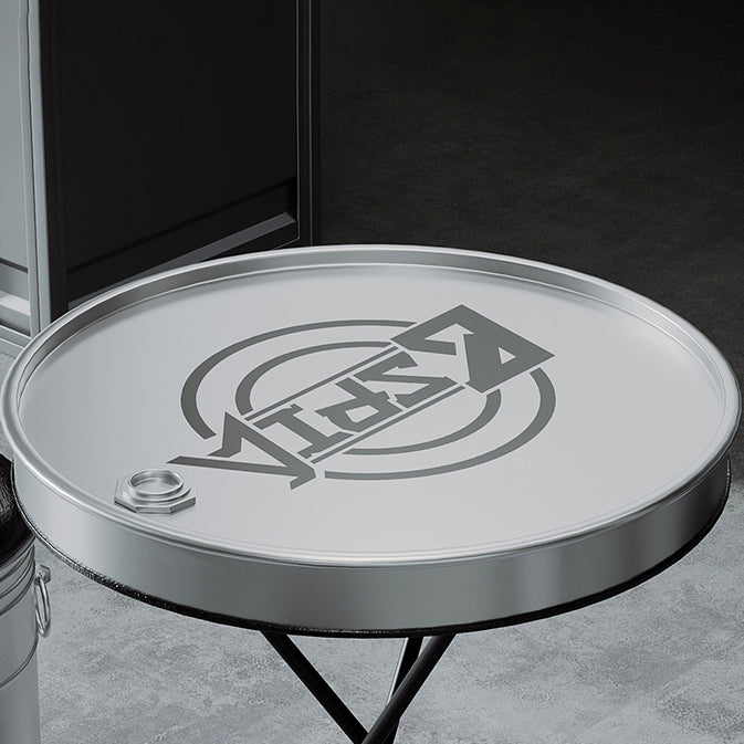 Industrial Iron Leather Drum Coffee Table