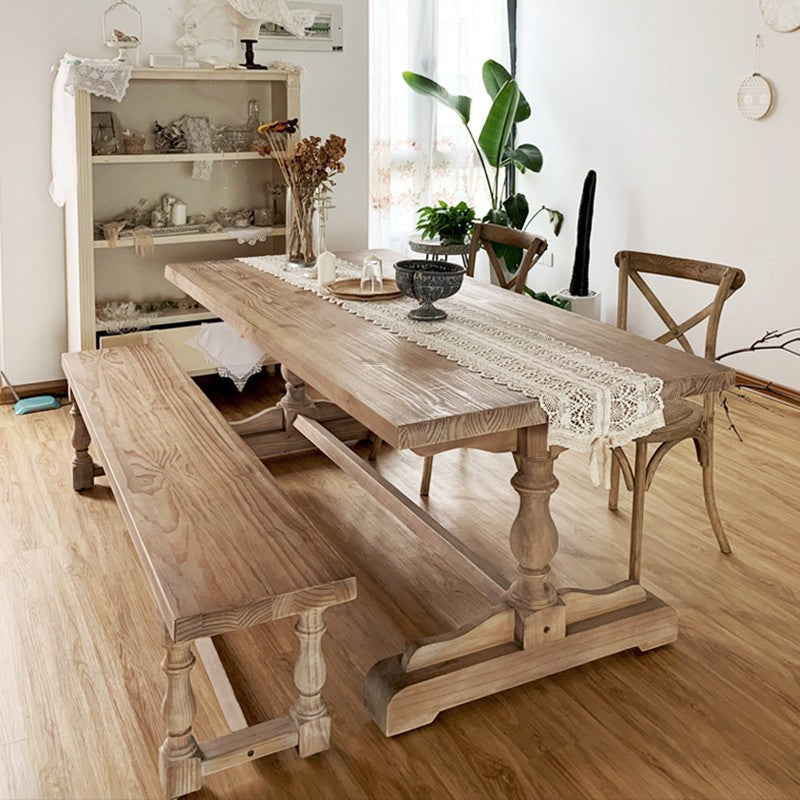 Vintage Solid Wood Rectangular Dining Table