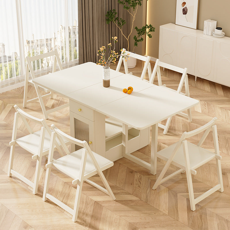 French Slab Wood Foldable Movable Dining Table for 2-6