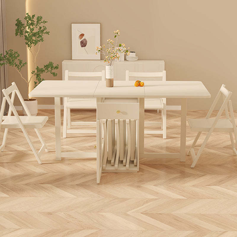 2-6 movable wood dining chairs & benches for patio — Large Table & 4 Chairs / Solid Wood