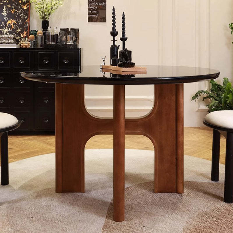 French Cross-Leg Oak Tempered Glass Dining Table for 2-8 — 2 Chairs