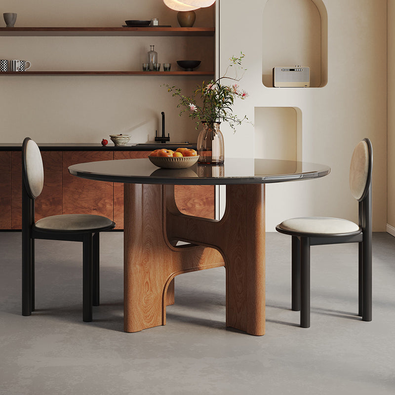 French Cross-Leg Oak Tempered Glass Dining Table for 2-8