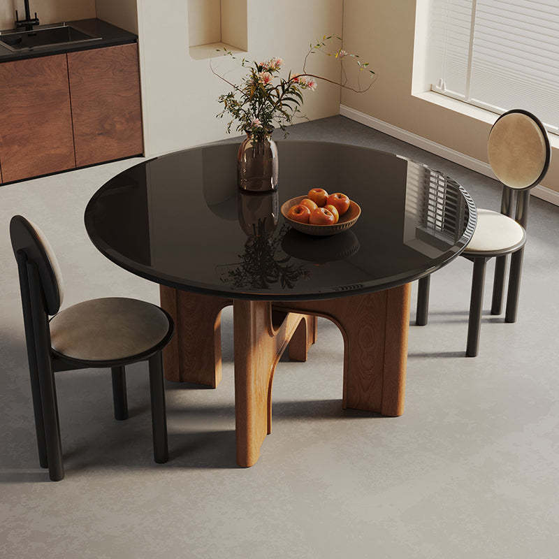 Lighom french tempered cross-leg oak dining chairs & benches — 47" L x 47" W x 30" H / Table Only