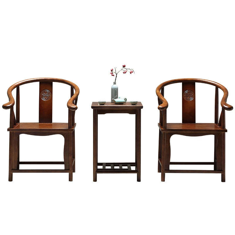 Chinese Solid Wood Carved Coffee Table Set
