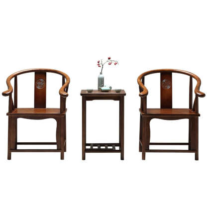 Chinese Solid Wood Carved Coffee Table Set