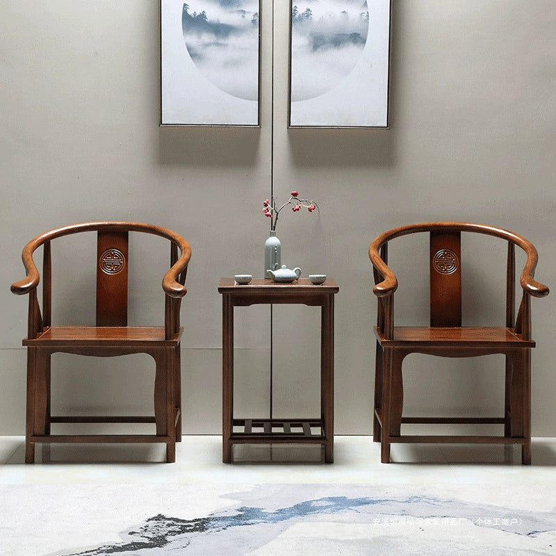 Chinese Solid Wood Carved Coffee Table Set