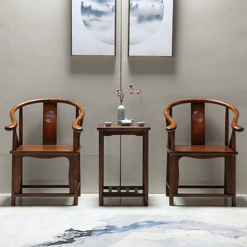 Chinese Solid Wood Carved Coffee Table Set