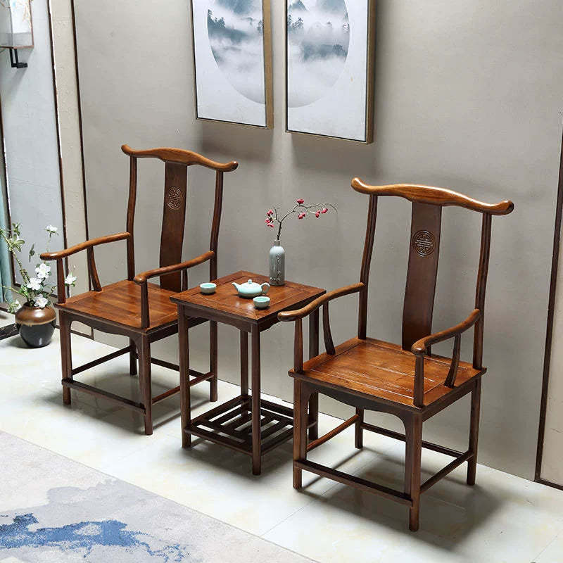 Chinese Solid Wood Carved Coffee Table Set