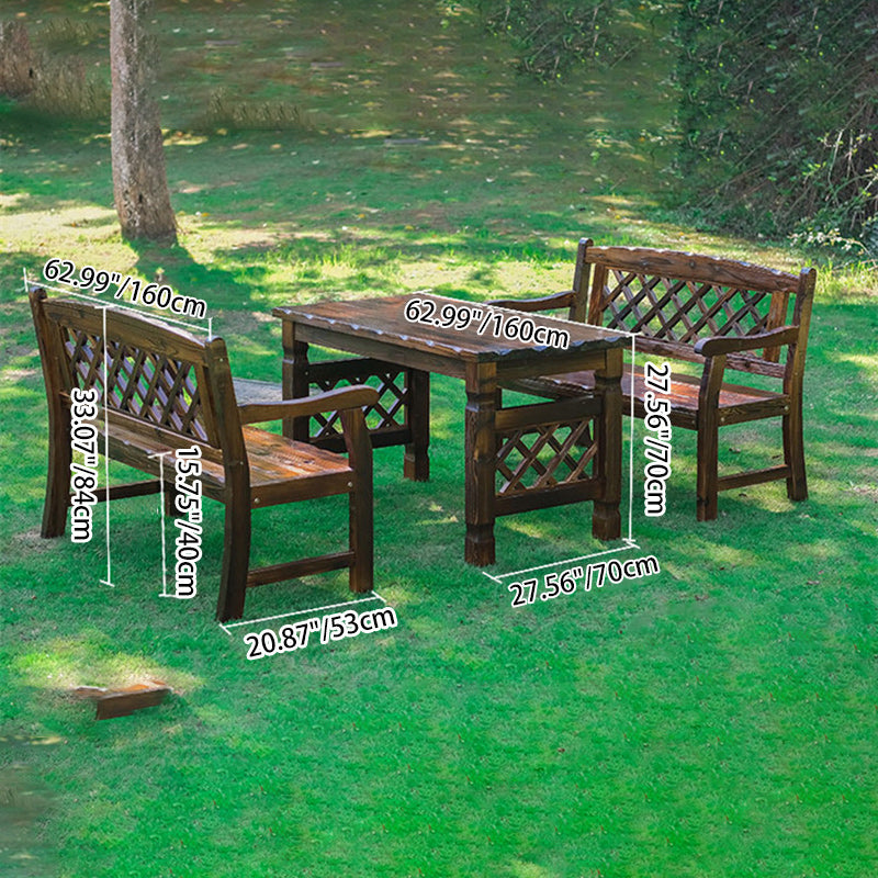 Retro Fir Lattice Outdoor Coffee Table Set