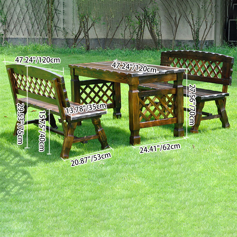 Retro Fir Lattice Outdoor Coffee Table Set