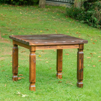 Retro Solid Wood Outdoor Coffee Table Set