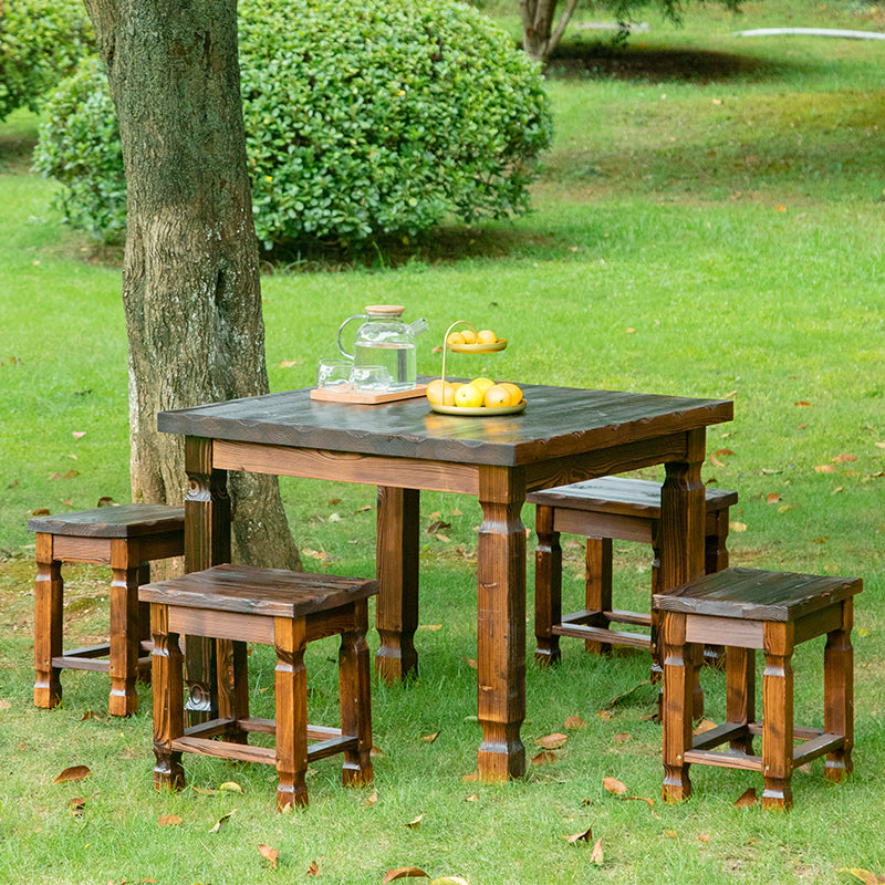 Retro Solid Wood Outdoor Coffee Table Set — Table