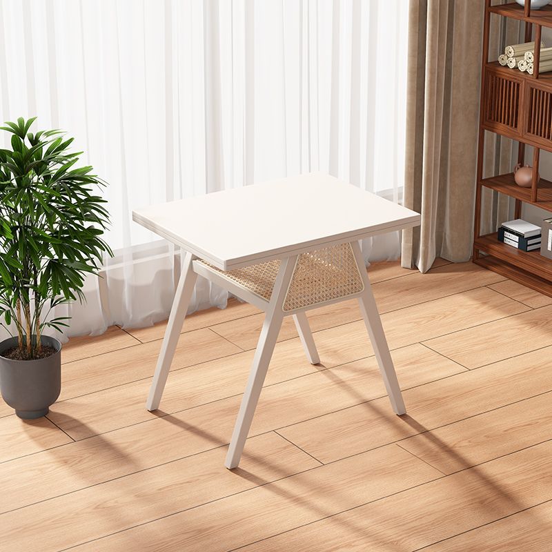 Japanese Rattan Rubber Wood Square Storage Coffee Table