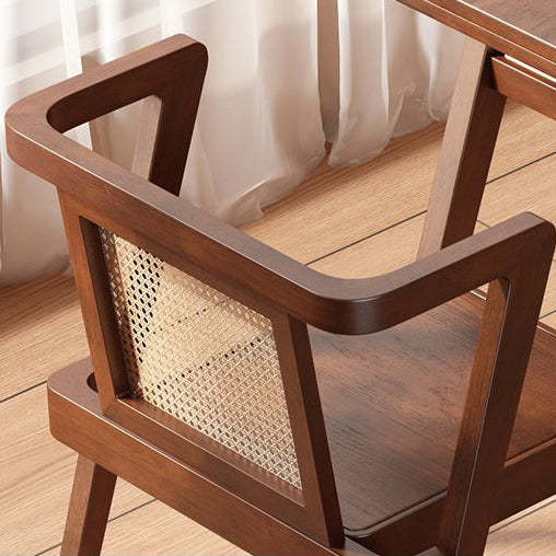 Japanese Rattan Rubber Wood Square Storage Coffee Table