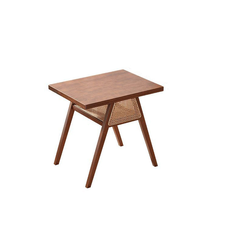 Japanese Rattan Rubber Wood Square Storage Coffee Table